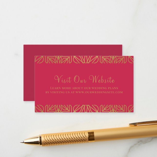 Carte de boîtier Magenta Red Gold Mariage moderne (Devant/Arrière en situation)