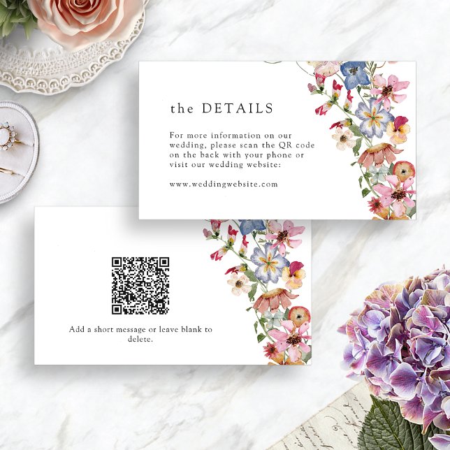 Carte de boîtier Mariage de code QR Floral (Colorful Watercolor Floral QR Code Wedding Enclosure Card by Painted Paperie
)