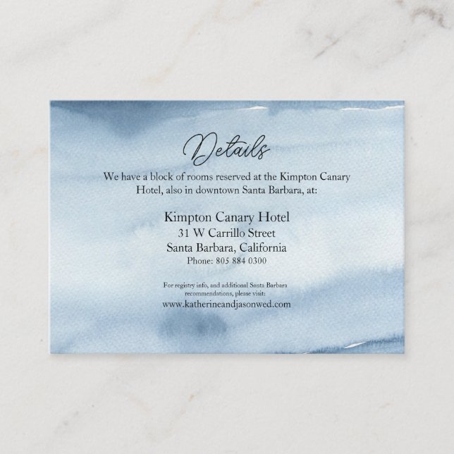 Carte de boîtier Mariage Dusty Blue Watercolor (Devant)