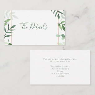 Carte de boîtier mariage feuilles verts "les détai