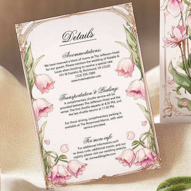 Carte de boîtier Mariage floral rose et or (Créateur téléchargé)