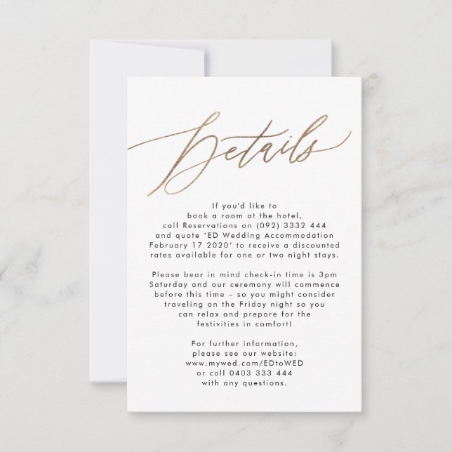 Carte de boîtier Mariage Gold Calligraphy (Devant)