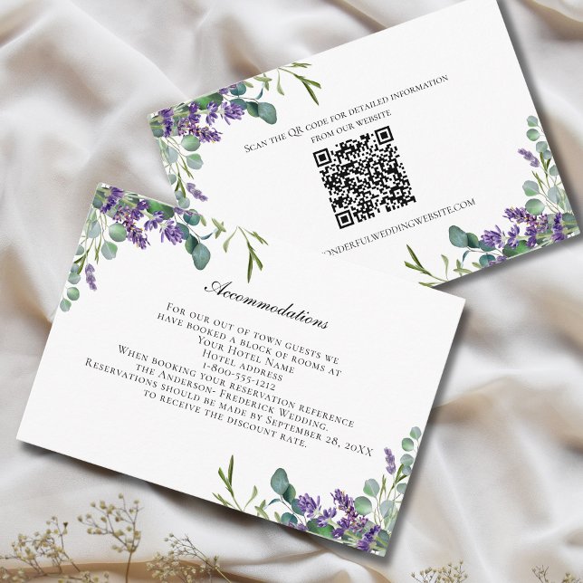 Carte de boîtier Mariage Lavande Eucalyptus (Lavender Eucalyptus Greenery Wedding Details Enclosure card)