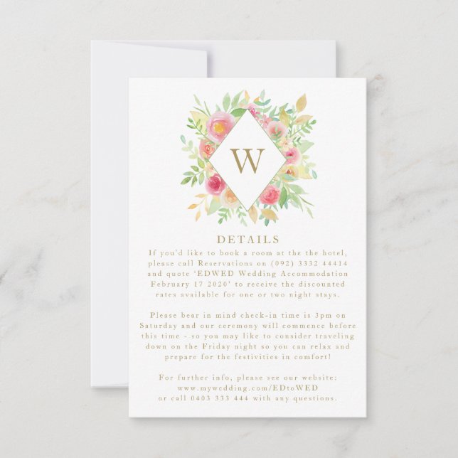 Carte de boîtier Mariage Monogramme à aquarelle (Devant)