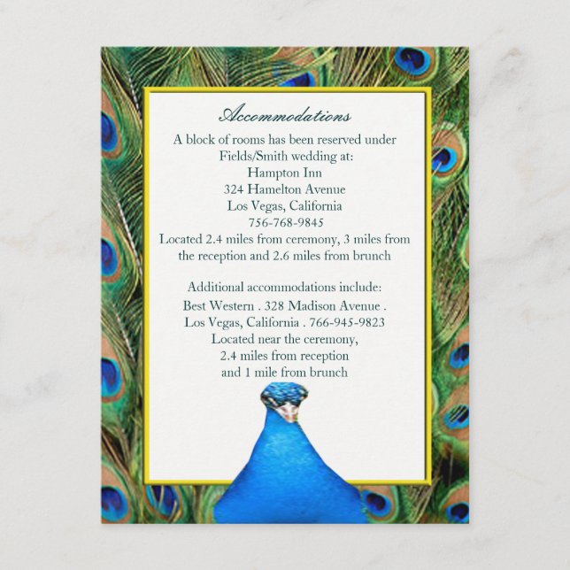 Carte de boîtier Mariage Peacock (Devant)