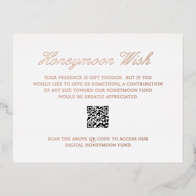 Carte de boîtier Mariage rose Gold Foil QR Code (Recto)