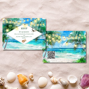 Carte de boîtier Mariage RSVP Code QR de plage Tro