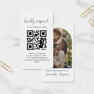 Carte de boîtier Mariage RSVP photo de code QR Cou