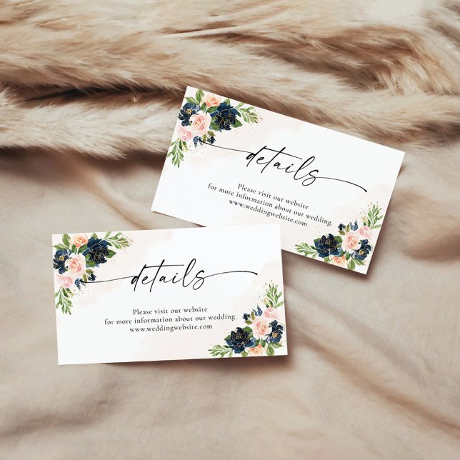 Carte de boîtier Marine & Blush Pink Détails Flora (Créateur téléchargé)