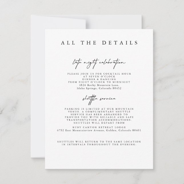 Carte de boîtier moderne simple Mariage Détails (Devant)