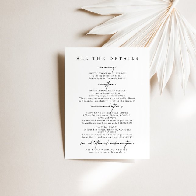 Carte de boîtier moderne simple Mariage Détails (Modern Simple Wedding Detais Enclosure Cards)