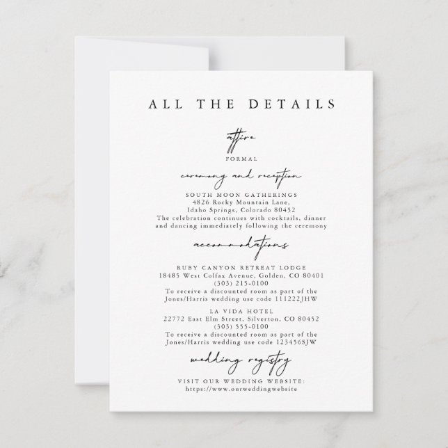 Carte de boîtier moderne simple Mariage Détails (Devant)