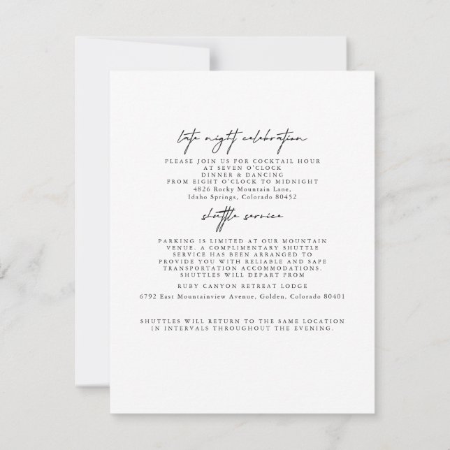 Carte de boîtier moderne simple Mariage Détails (Dos)