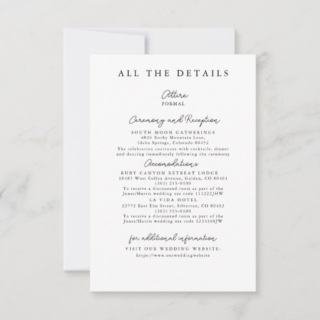 Carte de boîtier moderne simple Mariage Détails (Devant)