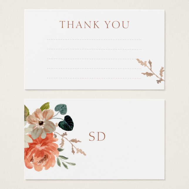 Carte de boîtier pour Mariage Floral Linal Merci (Devant & derrière)