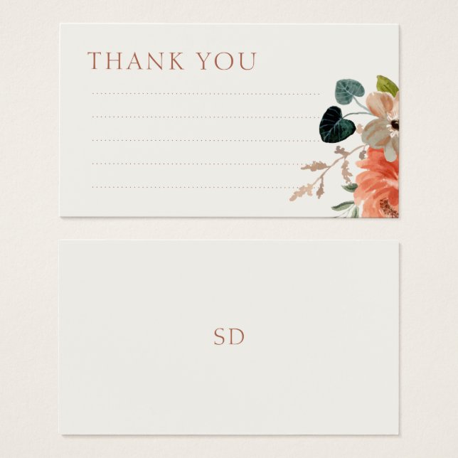 Carte de boîtier pour Mariage Floral Linal Merci (Devant & derrière)