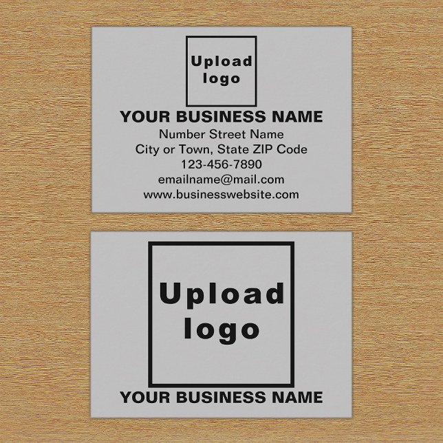 Carte de boîtier rectangle gris de marque commerci (Front and back sides of gray enclosure card with your business brand.)