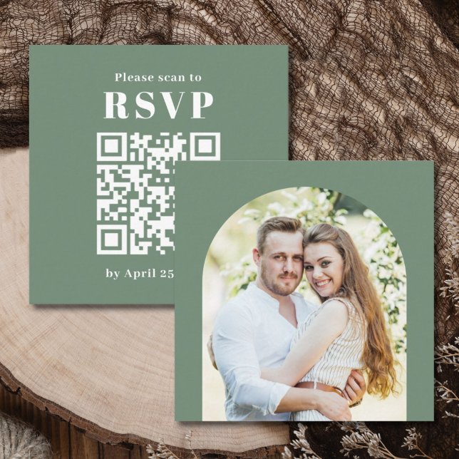 Carte de boîtier RSVP à code QR simple arche (Créateur téléchargé)