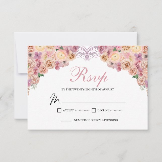 Carte de boîtier RSVP couleur rose pâle (Devant)