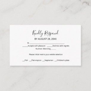 Carte de boîtier RSVP de mariage à script simple e