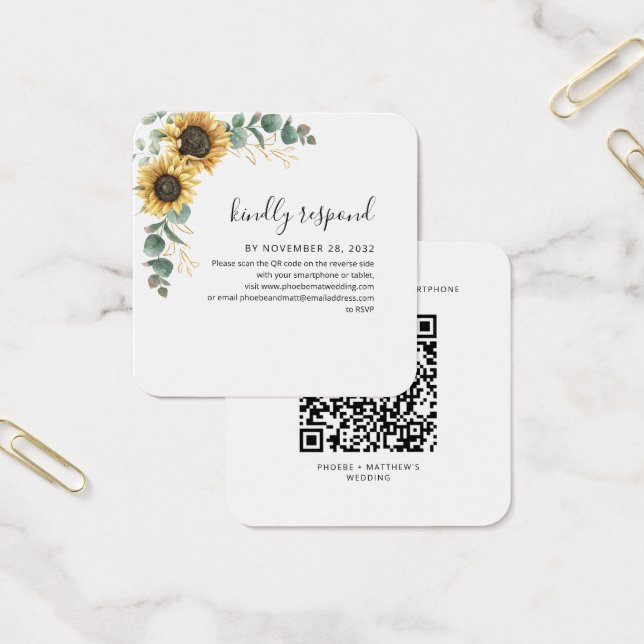 Carte de boîtier RSVP du code QR du Mariage floral (Bureau)