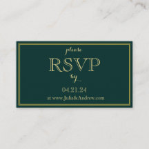 Carte de boîtier RSVP Emerald and Gold Art Deco