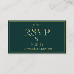 Carte de boîtier RSVP Emerald and Gold Art Deco