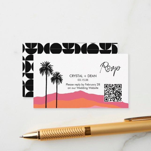 Carte De Boîtier Rsvp Moderne Palm Springs (Devant/Arrière en situation)
