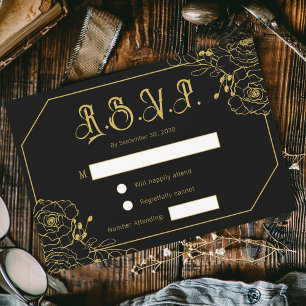Carte de boîtier RSVP Noir Noir Glam Gothique