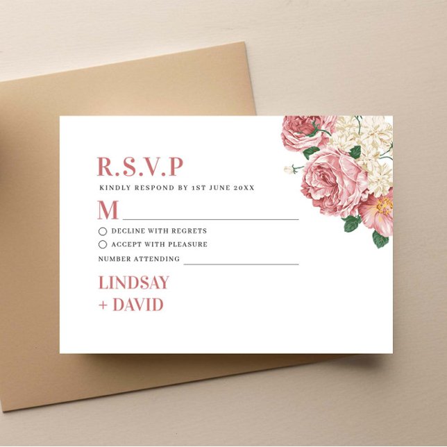 Carte de boîtier RSVP Peony Roses (Créateur téléchargé)