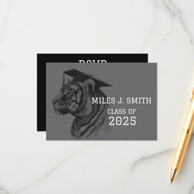 Carte de boîtier RSVP pour diplôme unique avec cod (Devant/Arrière en situation)