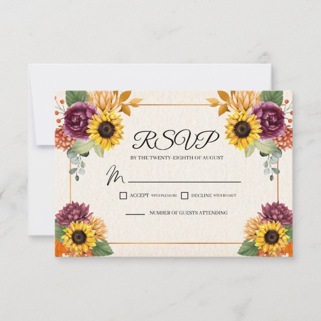Carte de boîtier RSVP pour Mariage de automne de t (Devant)