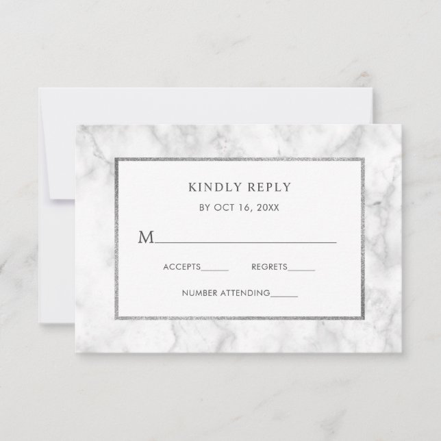 Carte de boîtier RSVP pour mariage Marbre blanc mo (Devant)