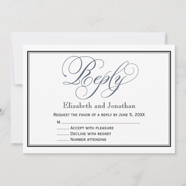 Carte de boîtier RSVP pour réponse au script bleu  (Devant)