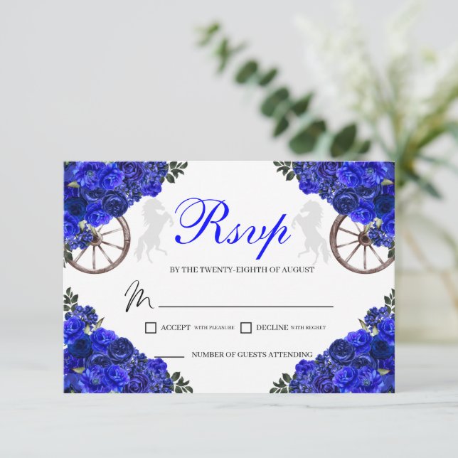 Carte de boîtier RSVP Quinceanera Ouest Rose bleu (Debout devant)