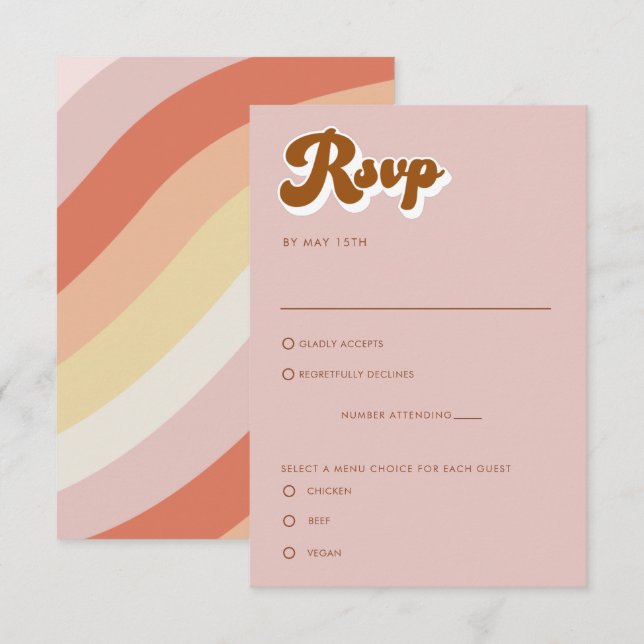 Carte de boîtier RSVP Retro Terracotta (Devant / Derrière)