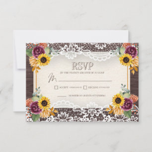 Carte de boîtier RSVP Russe Sunflower Wood Fall