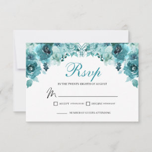 Carte de boîtier RSVP turquoise Floral