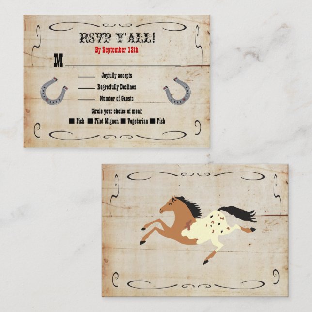 Carte de boîtier RSVP Western Cowboy Insertion (Devant / Derrière)