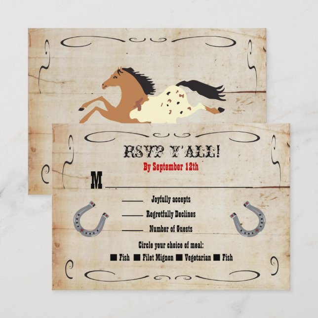 Carte de boîtier RSVP Western Cowboy Insertion (Devant / Derrière)