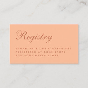 Carte de boîtier simple Brown Peach mariage Regist