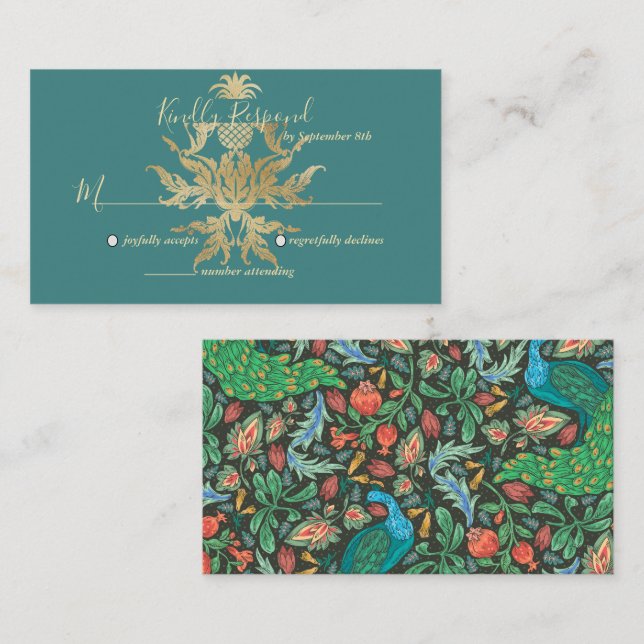 Carte de boîtier Turquoise Motif Peacock (Devant / Derrière)