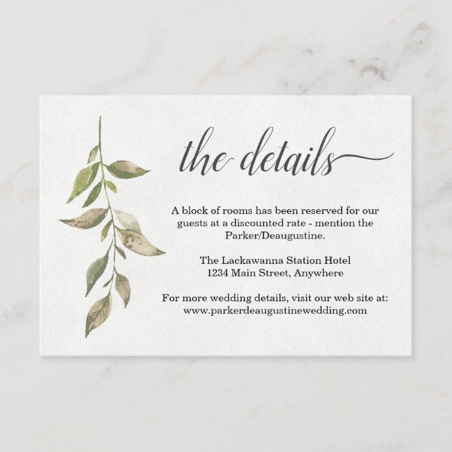 Carte de boîtier Watercolor Information / Détails (Devant)