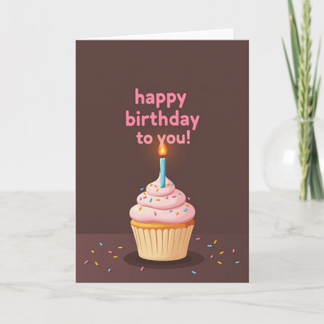 Carte de bon anniversaire avec glaçage rose (Devant)