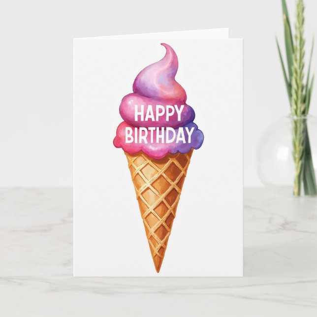 Carte de Bon Anniversaire avec Glace (Devant)
