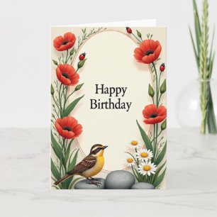 Carte de Bon Anniversaire Botanique Ovale