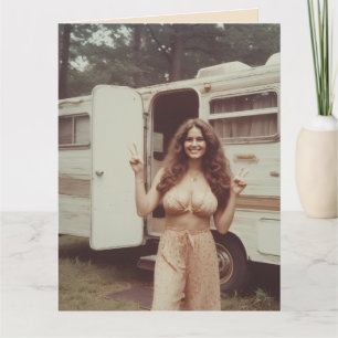 CARTE DE BON ANNIVERSAIRE FILLE HIPPIE RONDE DES A