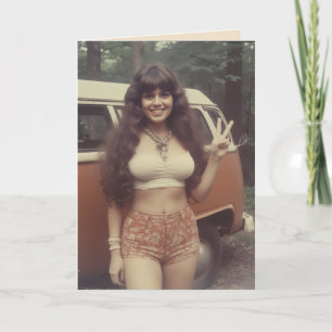CARTE DE BON ANNIVERSAIRE FILLE HIPPIE RONDE DES A