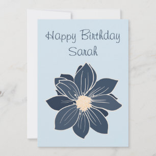 Carte de Bon Anniversaire Fleur Bleue Personnalisé