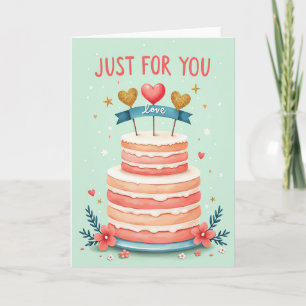 Carte de Bon Anniversaire Gâteau Coeurs Sucrés